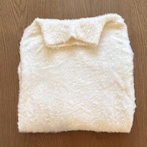 Leith Cream Fuzzy Turtleneck Sweater